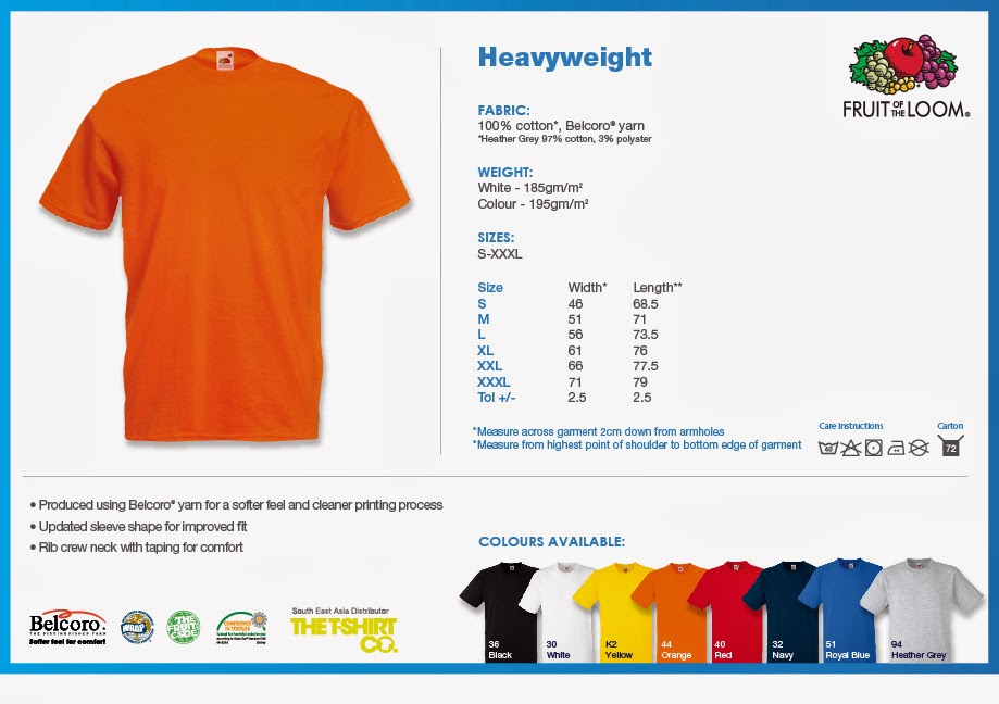 Fruit Of The Loom Tee Size Chart